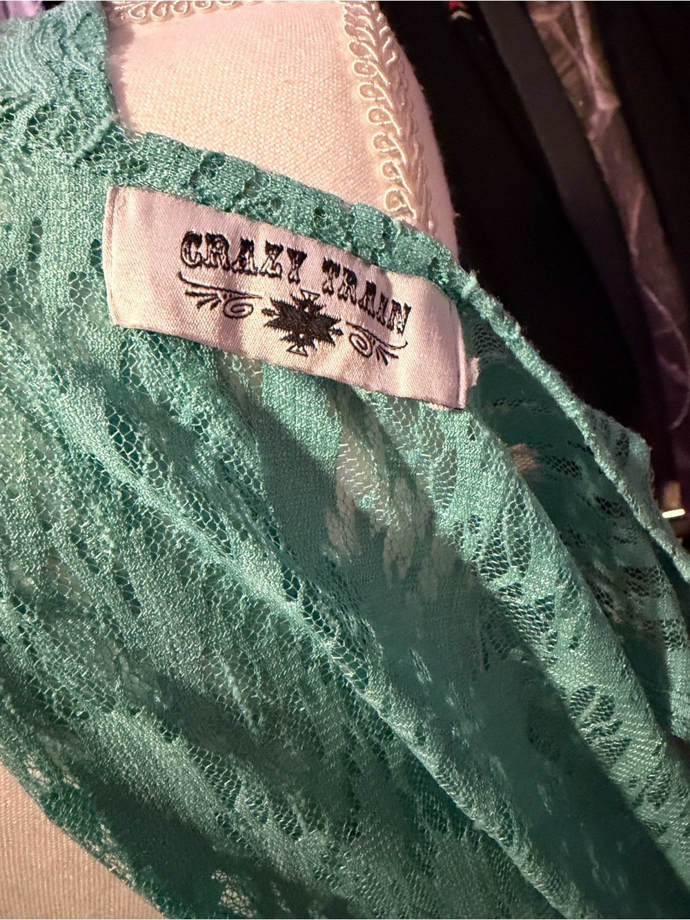Crazy Train Aqua Lace Fringe Vest - Picture 6 of 9